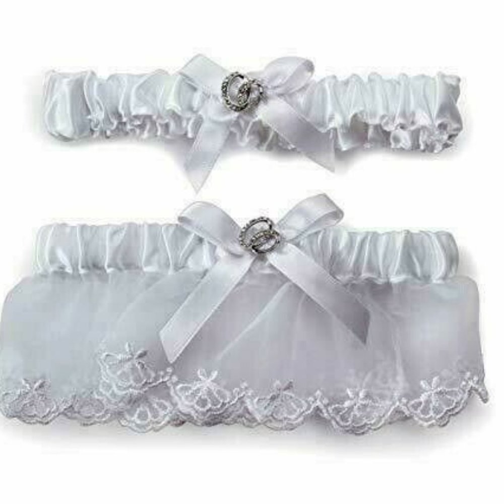 David's Bridal Garter Set White NIP